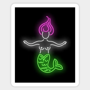 Mermaid Neon Retro Design , Summer Mermaid Design Sticker